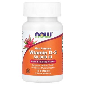 NOW Foods Vitamin D-3 Max Potency 50,000 IU Max Potency 12 Softgels