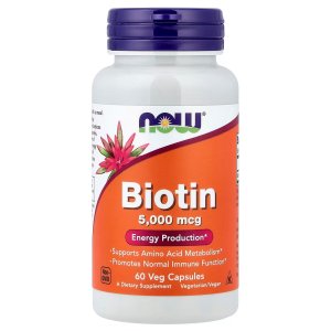 NOW Foods Biotin 5,000 mcg Energy Production  60  Capsules