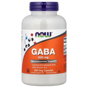 NOW Foods GABA With Vitamin B-6 Neurotransmitter Support 200 Capsules