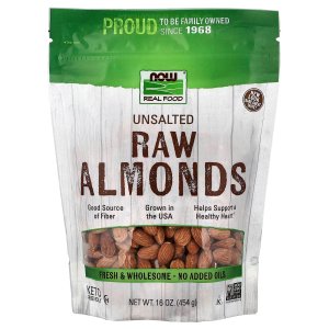 NOW Foods Real Food Raw Almonds Unsalted 454 g