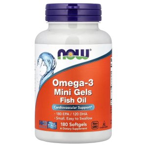NOW Foods Omega-3 Mini Gels Fish Oil Cardiovascular Support 180 Softgels