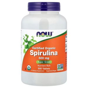 NOW Foods Certified Organic Spirulina 500 mg Nutrient Rich 500 Tablets