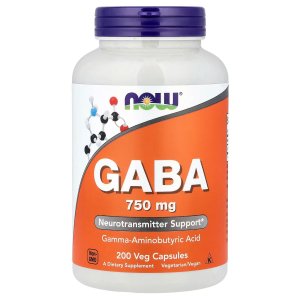 NOW Foods GABA 750 mg Neurotransmitter Support 200  Capsules