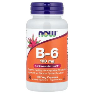 NOW Foods B-6 100 mg Cardiovascular Health 100  Capsules