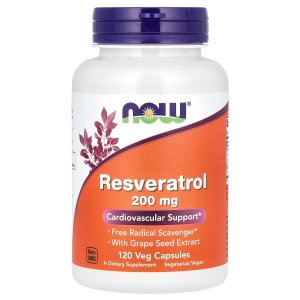 NOW Foods Resveratrol 200 mg Cardiovascular Support 120  Capsules