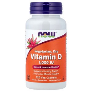 NOW Foods Vegetarian Dry Vitamin D 1,000 IU Bone &amp; Immune Health 120  Capsules