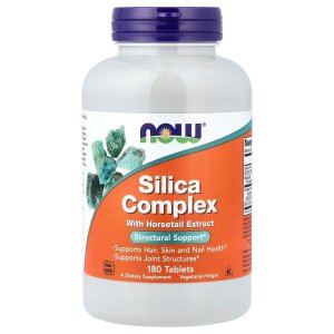 NOW Foods Silica Complex with Horsetail Extract Supports Hair, Skin and Nail Health 180 Tablets
