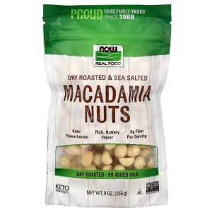NOW Foods Real Food Macadamia Nuts Dry Roasted &amp; Sea Salted 255 g