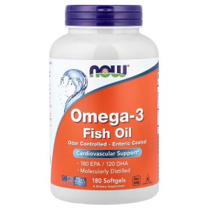 NOW Foods Omega-3 Fish Odor Controlled - Enteric Coated Oil 180 Softgels