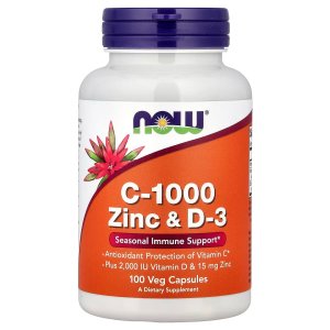NOW Foods C-1000 Zinc &amp; D-3 Antioxidant Protection of Vitamin C 100  Capsules