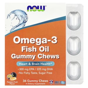 NOW Foods Omega-3 Fish Oil Gummy Chews Passion Fruit 36 Capsules