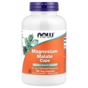 NOW Foods Magnesium Malate 95 mg Elemental Magnesium180  Capsules