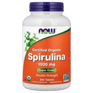 NOW Foods Certified Organic Spirulina 1,000 mg Double Strength 240 Tablets