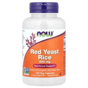 NOW Foods Red Yeast Rice 600 mg Non GMO Project Verified 120  Capsules