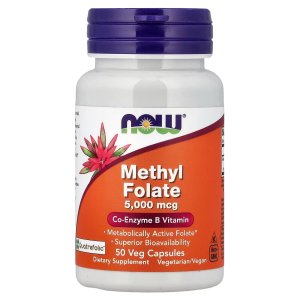 NOW Foods Methyl Folate 5,000 mcg Metabolically Active Folate 50 Capsules