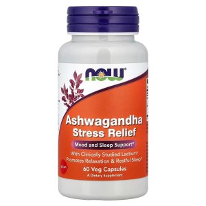 NOW Foods Ashwagandha Stress Relief Mood and Sleep Support 60 Capsules