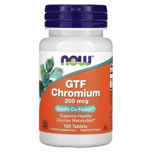 NOW Foods GTF Chromium 200 mcg Insulin Co-Factor 100 Tablets