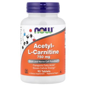 NOW Foods Acetyl-L Carnitine 750 mg Transports Fatty Acids 90 Tablets