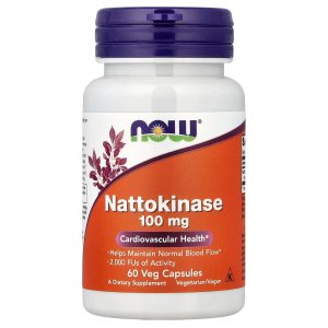 NOW Foods Nattokinase 100 mg with 2000 FUs of Activity 60 Capsules