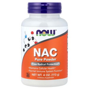 Now Foods NAC (N-Acetyl Cysteine) 600 mg Pure Powder Free Radical Protection Cellular Health Immune System Function (113 g)