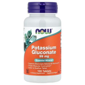 NOW Foods Potassium Gluconate 99mg Easier to Swallow Essential Mineral 100 Tablets