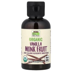 NOW Foods Organic Liquid Monk Fruit Vanilla Zero-Calorie Sweetener 53 ML