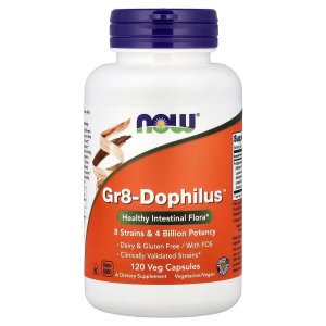 NOW Foods Gr8-Dophilus™with 8 Strains &amp; 4 Billion Potency Shelf Stable 120 Capsules