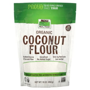 NOW Foods Organic Coconut Flour Unsweetened Excelent Source of Fiber No Added Sulfites Certified Non-GM0