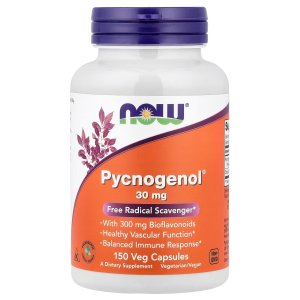 NOW Foods Pycnogenol 30 mg (a Unique Combination of Proanthocyanidins from French Maritime Pine) with 300 mg Bioflavonoids 150 Capsules