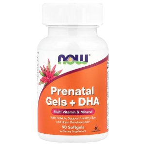 NOW Foods Prenatal Gels + DHA with 250 mg DHA per serving, plus Borage Oil (GLA) 180 Softgels