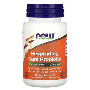 NOW Foods Respiratory Care Probiotic with Clinically Tested NCFM® &amp;  60 Veg Capsules