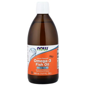 NOW Foods Omega-3 Fish Oil Liquid Molecularly Distilled Lemon Flavored