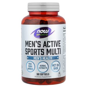 NOW Foods Sports Nutrition Men's Extreme Sports Multi with Free-Form Amino Acids ZMA®, Tribulus, MCT Oil and Herbal Extracts 180 Softgels