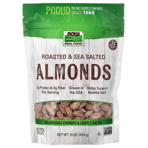 NOW Foods Almonds Roasted with Sea Salt Source of Protein Fiber and Healthy Fatty Acids
