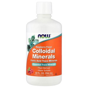 NOW Foods Colloidal Minerals Liquid Plant Derived Essential Trace Minerals Raspberry 946 ml
