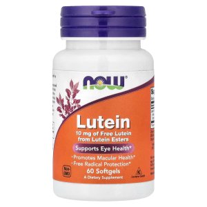NOW Foods Lutein 10 mg with 10 mg of Free Lutein from Lutein Esters 60 Softgels