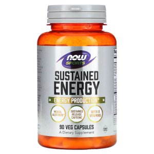 Now Foods Sports Sustained Energy Energy Production Mental Alertness* Sustained Release Caffeine with B Vitamins 90 Capsules
