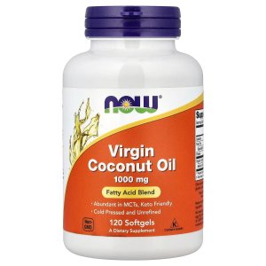 NOW Foods Virgin Coconut Oil 1000 mg, Cold Pressed and Unrefined 120 Softgels