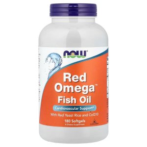 NOW Foods Red Omega™ with CoQ10 30 mg and Omega-3 Fish Oil Cardiovascular Support 180 Softgels
