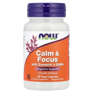 Now Foods Calm &amp; Focus with Zembrin® &amp; GABA Cognitive Support Clinically Validated 60 Veg Capsules