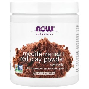 NOW Foods Solutions Mediterranean Red Clay Powder Pure Powder for Sensitive Skin Facial Mask
