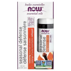 NOW Foods Essential Oils,Seasonal Defense Roll On Cleansing Blend Steam Distilled Topical Aromatherapy 10-mL
