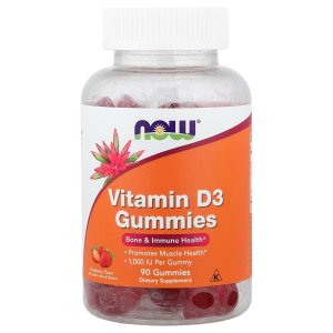 NOW Foods Vitamin D-3 1000 IU Natural Fruit Flavor Structural Support 180 Chewables