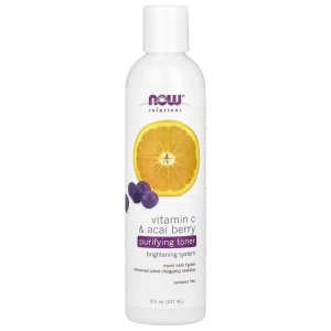 NOW Foods Solutions Vitamin C and Acai Berry Purifying Toner Brightening System Removes Pore-Clogging Residue