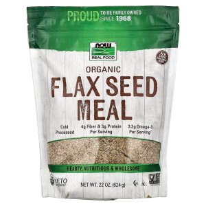 NOW Foods Organic Flax Seeds Source of Essential Fatty Acids and Fiber Certified Non-GMO Kosher 624 g