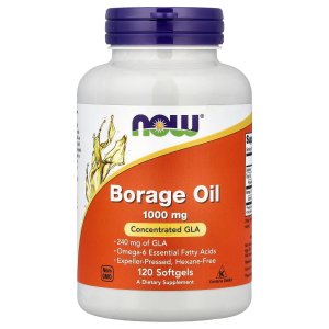NOW Foods Borage Oil 1000 mg with 240mg of GLA (Gamma Linolenic Acid) 120 Softgels