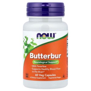 NOW Foods Butterbur with Feverfew Neurological Support 60 Veg Capsules