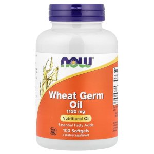 NOW Foods Wheat Germ Oil 1130 mg with Essential Fatty Acids (EFAs) Nutritional Oil 100 Softgels