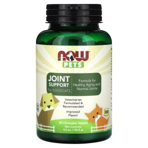 NOW Foods Pet Health Joint Support Supplement Formulated for Cats &amp; Dogs NASC Certified 90 Chewable Tablets