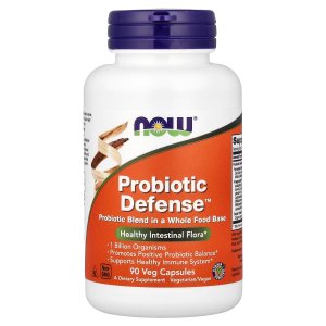 NOW Foods Probiotic Defense Probiotic Blend in a Whole Food Base with 1 Billion Organisms 90 Veg Capsules